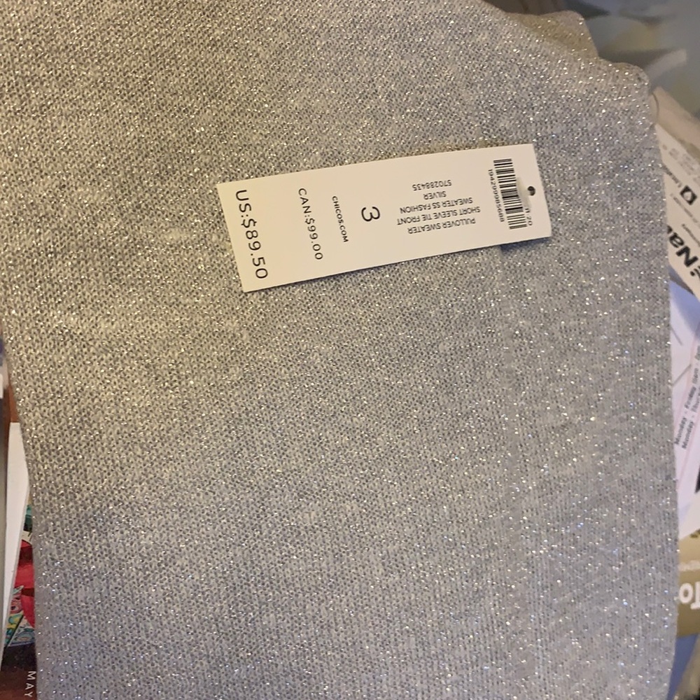 Chico new silver short sleeve sweater